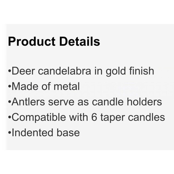 Rare Threshold Gold Deer Candelabra Taper Candle Holder Christmas Reindeer - Picture 5 of 5